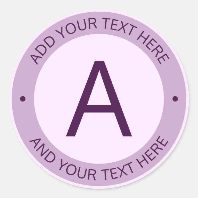 Sticker Rond Monogramme de style logo moderne | Violet (Devant)