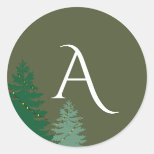 Sticker Rond Monogramme de vacances de saison enchâssée