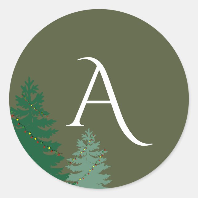 Sticker Rond Monogramme de vacances de saison enchâssée (Devant)