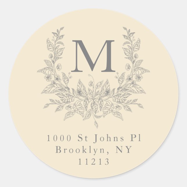 Sticker Rond Monogramme de vacances Russe moderne Champagne (Devant)