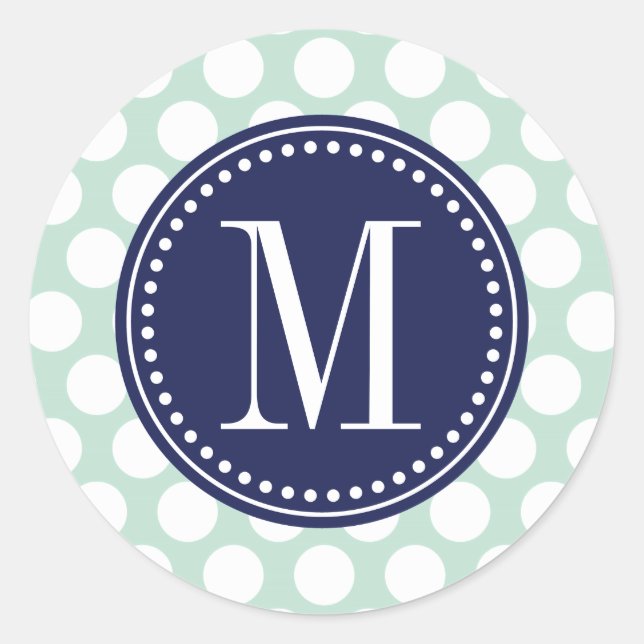Sticker Rond Monogramme des grands points de la Monnaie Chic et (Devant)