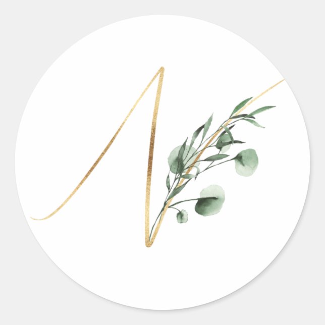 Sticker Rond monogramme d'hiver noël lettre N (Devant)