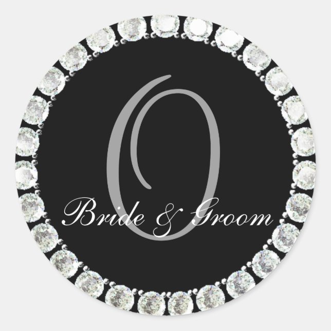 Sticker Rond Monogramme diamant O sceau personnalisable (Devant)