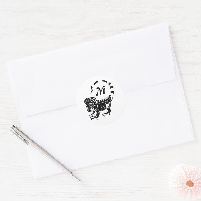 Sticker Rond Monogramme d'Iguana (Enveloppe)
