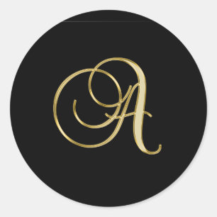 Sticker Rond Monogramme d'or A noir,