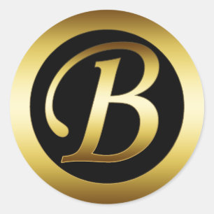 STICKER ROND MONOGRAMME D'OR B