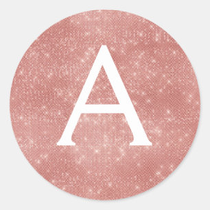 Sticker Rond Monogramme d'or de rose