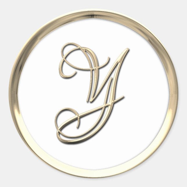 Sticker Rond Monogramme d'or Initial Y sur ma couleur (Devant)