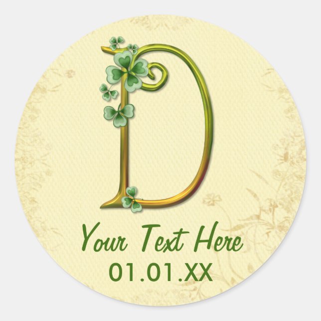 Sticker Rond Monogramme d'or irlandais (Devant)