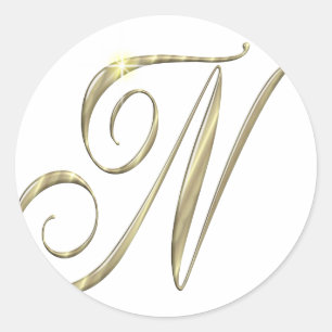 Sticker Rond Monogramme d'or N initiales marchandise