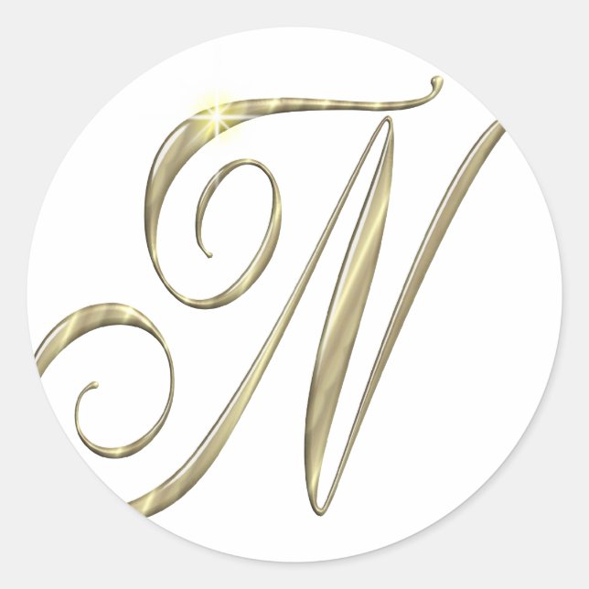Sticker Rond Monogramme d'or N initiales marchandise (Devant)