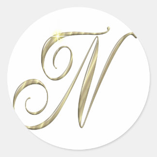 Sticker Rond Monogramme d'or N initiales marchandise