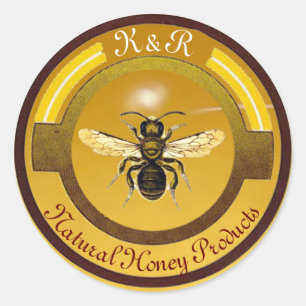 STICKER ROND MONOGRAMME DU CERCLE HONEY BEE / BEEKEEPER