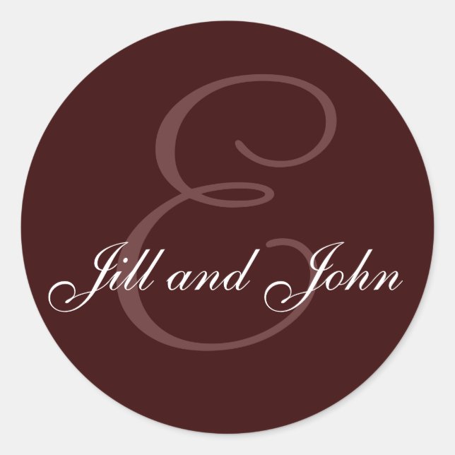 Sticker Rond Monogramme E et noms Sceau Chocolat brun (Devant)