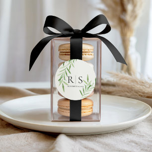 Sticker Rond Monogramme Élégant de Lancement de Mariage au Pein