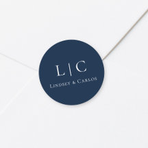 Monogramme Élégant de Mariage Bleu Nuit