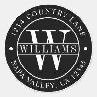 Monogramme élégant noir Adresse de retour