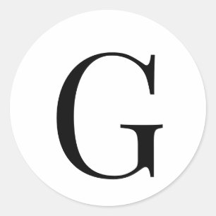 Sticker Rond Monogramme Élégant Noir sur Blanc