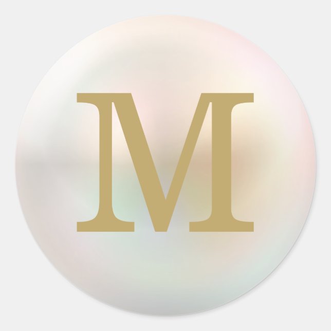 Sticker Rond Monogramme élégant or et perle (Devant)