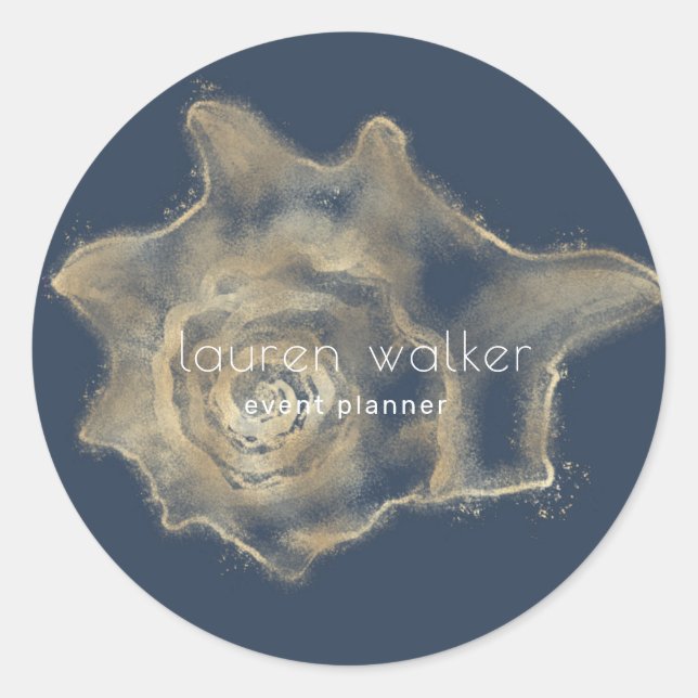 Sticker Rond monogramme élégant rond classique stic de la côte  (Devant)