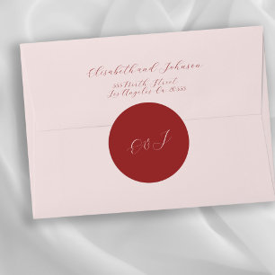 Sticker Rond Monogramme élégant script mariage rouge