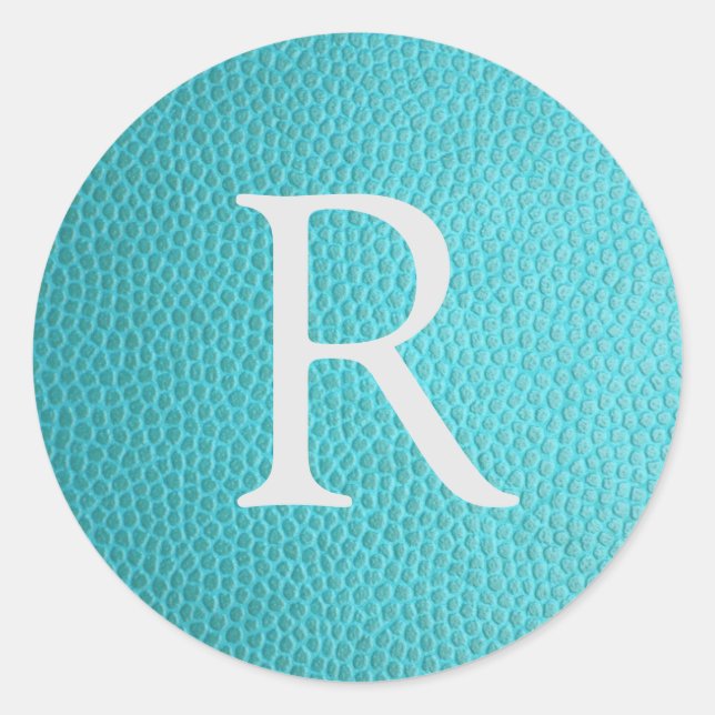 Sticker Rond monogramme en cuir faux turquoise (Devant)