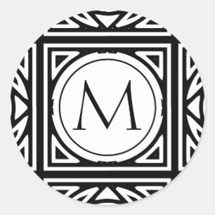 Sticker Rond Monogramme encadré