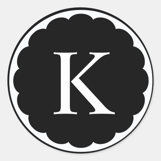 Sticker Rond Monogramme encadré de pétoncle blanc (Devant)