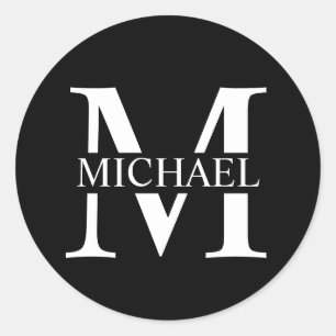 Sticker Rond Monogramme et nom personnalisés