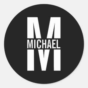 Sticker Rond Monogramme et nom personnalisés