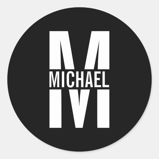 Sticker Rond Monogramme et nom personnalisés (Devant)