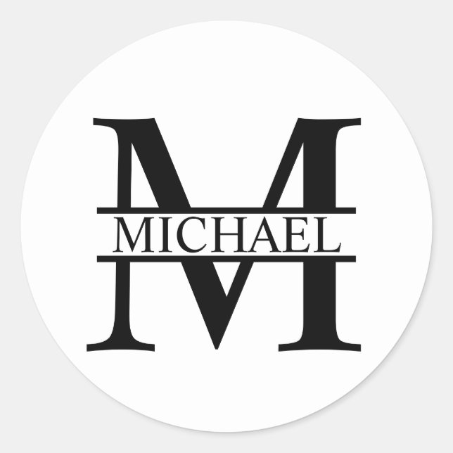 Sticker Rond Monogramme et nom personnalisés (Devant)