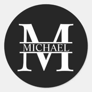Sticker Rond Monogramme et nom personnalisés