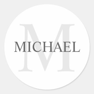 Sticker Rond Monogramme et nom personnalisés