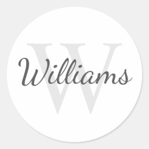 Sticker Rond Monogramme et nom personnalisés