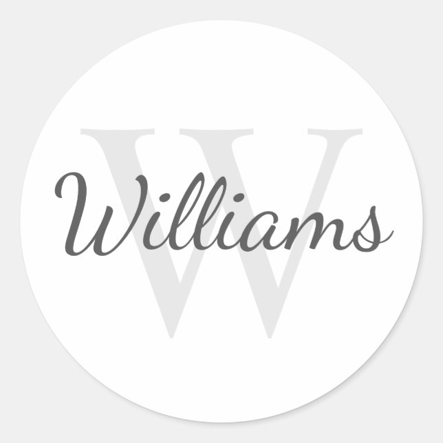 Sticker Rond Monogramme et nom personnalisés (Devant)