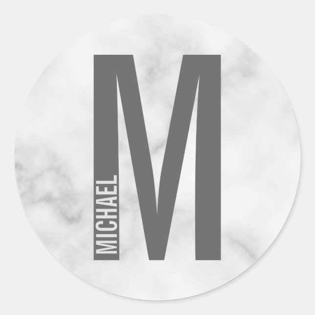 Sticker Rond Monogramme et nom personnalisés modernes (Devant)