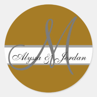 Sticker Rond Monogramme et noms personnalisés mariages Sceau d'