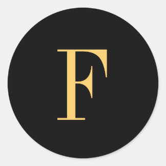 Sticker Rond Monogramme F couleur or sur fond noir