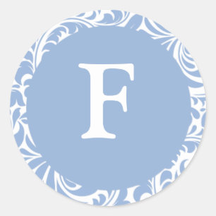 Sticker Rond Monogramme F Poudre Bleu Mariage Monogrammes Invit