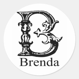 Sticker Rond Monogramme fantaisie : Brenda
