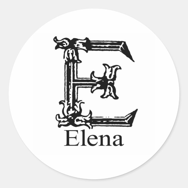 Sticker Rond Monogramme fantaisie : Elena (Devant)