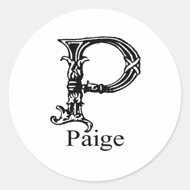 Sticker Rond Monogramme fantaisie : Paige (Devant)