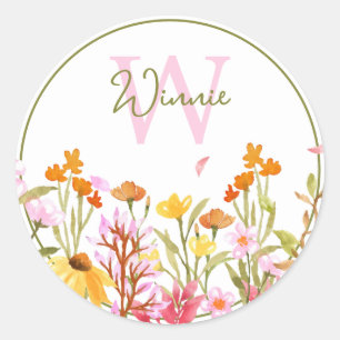 Sticker Rond Monogramme fleur sauvage