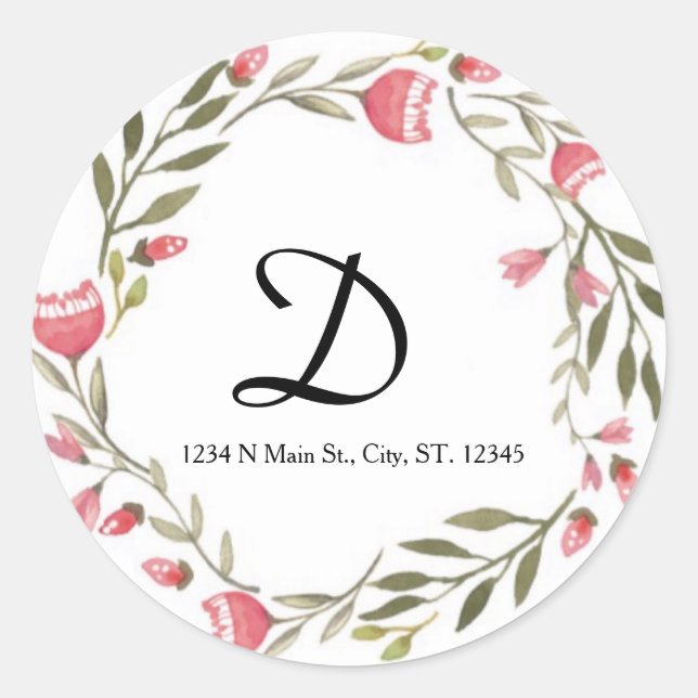 Sticker Rond Monogramme floral (Devant)