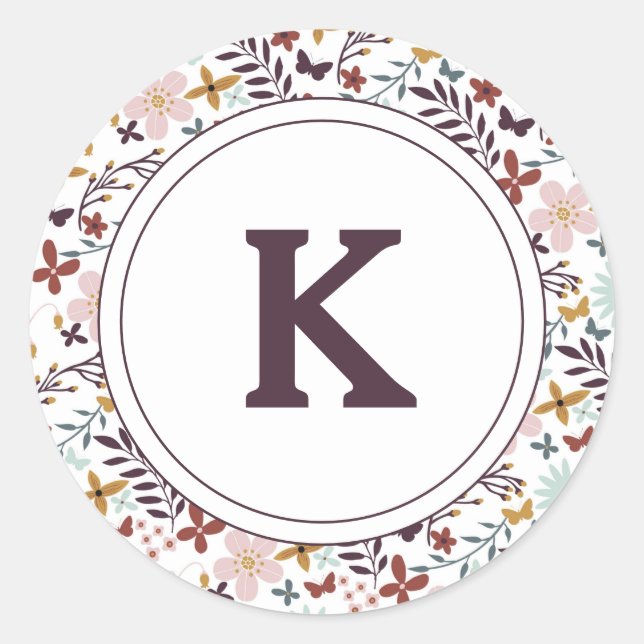 Sticker Rond Monogramme Floral (Devant)