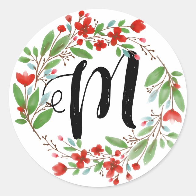 Sticker Rond Monogramme Floral (Devant)