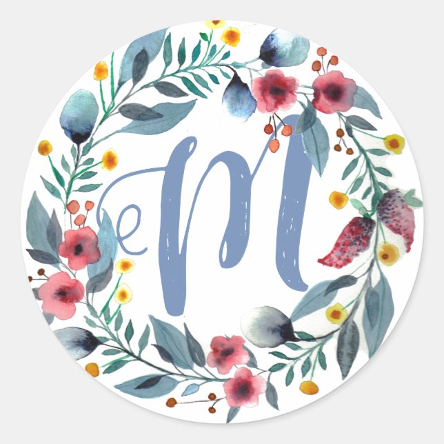 Sticker Rond Monogramme Floral (Devant)