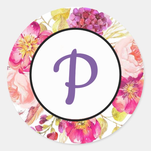 Sticker Rond Monogramme floral (Devant)