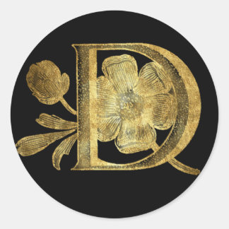 Sticker Rond Monogramme floral D